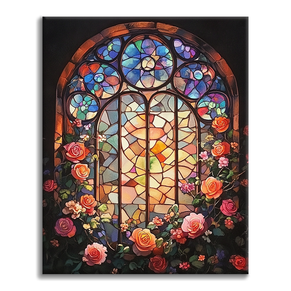 Blommigt Fönster - Måla Efter Siffror