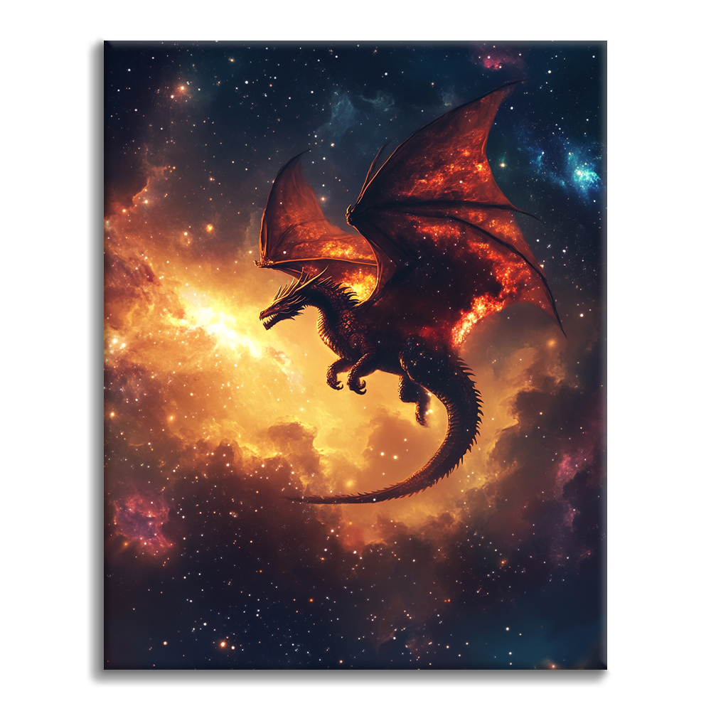 Blazing Cosmic Dragon - Måla Efter Siffror