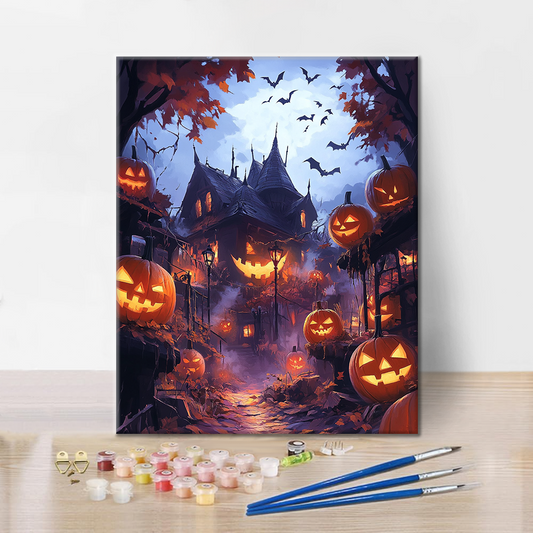 Pumpkin Castle - Måla Efter Siffror