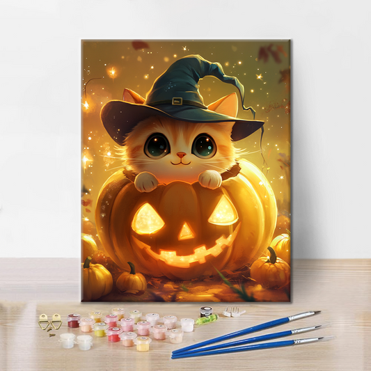 Pumpkin Kitty - Måla Efter Siffror