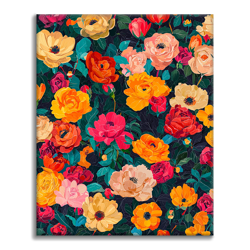 Blommor i full blom - Måla efter siffror