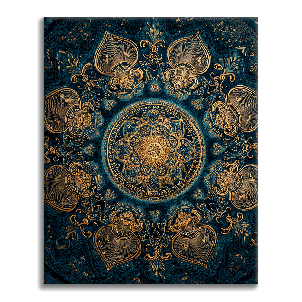 Gyllene Lotus Mandala - Måla efter siffror