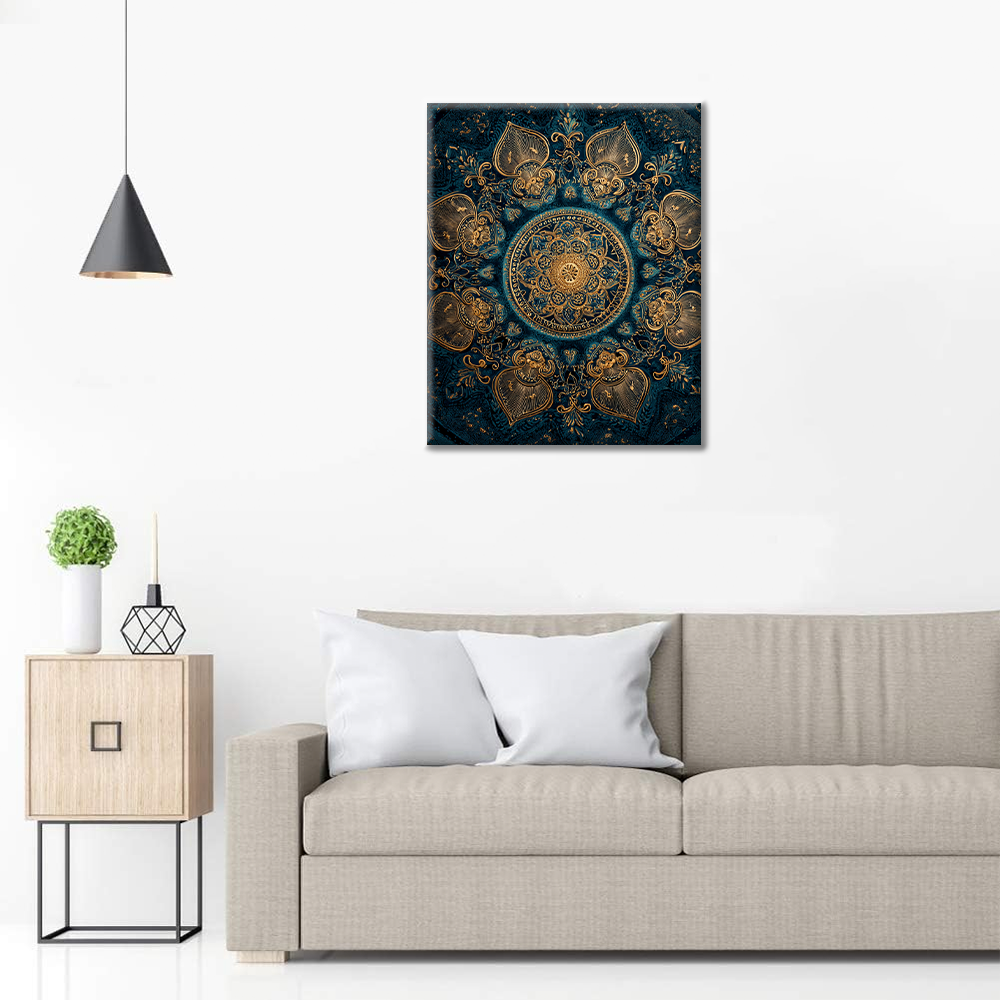 Gyllene Lotus Mandala - Måla efter siffror