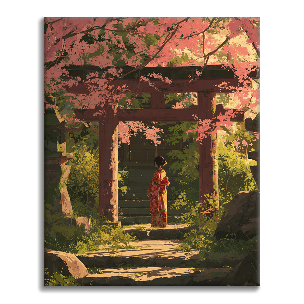 Silhuett av Sakura - Måla efter siffror