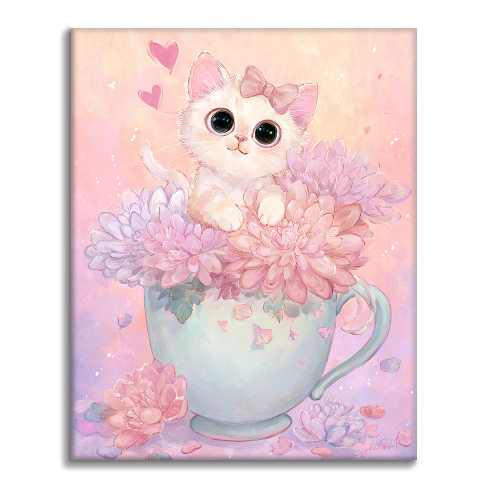 Tea Time Kitten - Måla efter siffror