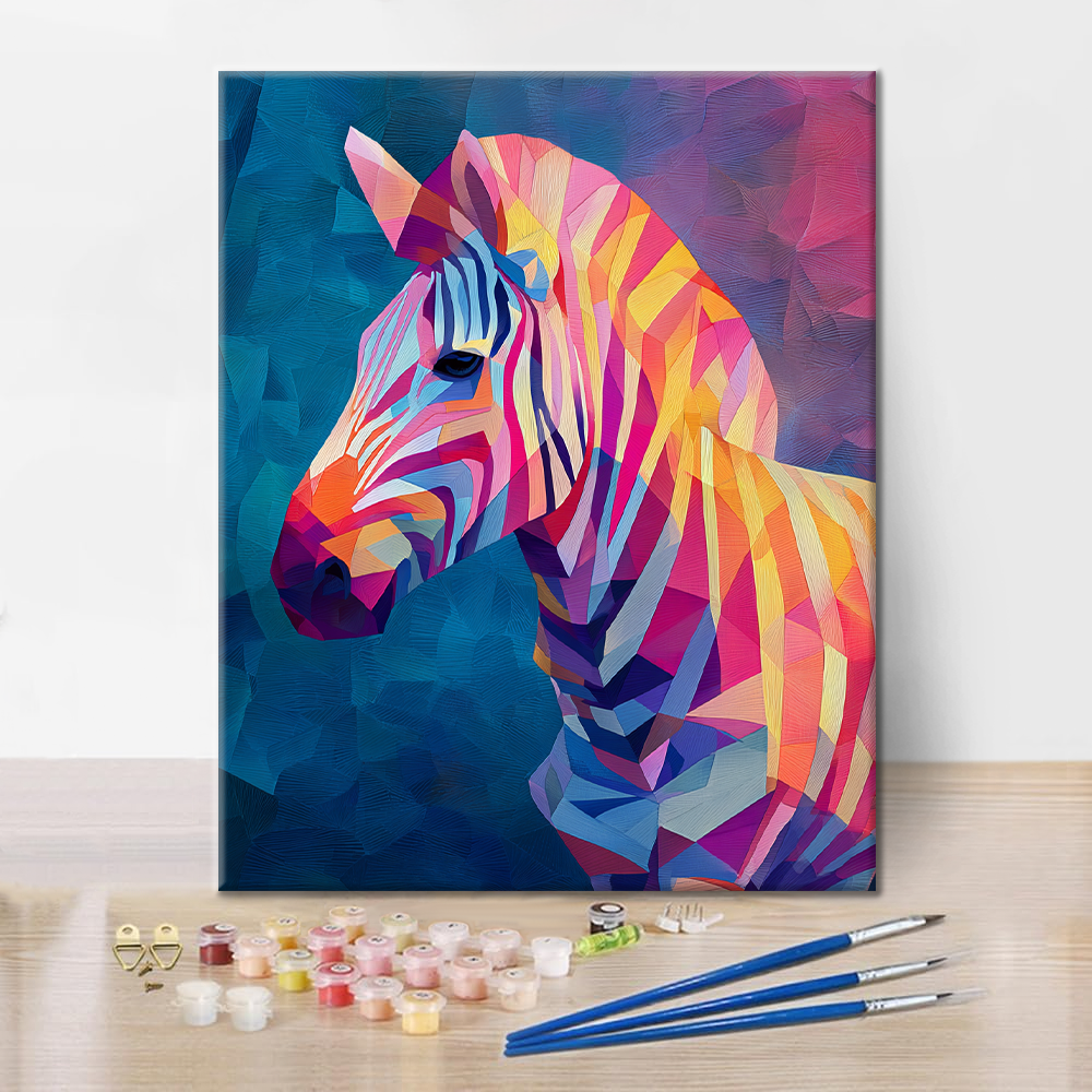 Geometrisk zebra - Måla efter siffror