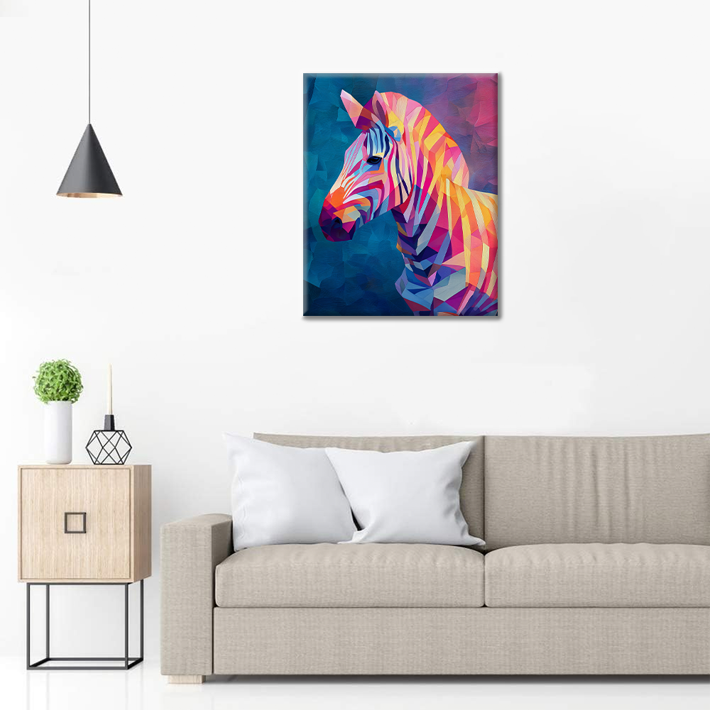 Geometrisk zebra - Måla efter siffror