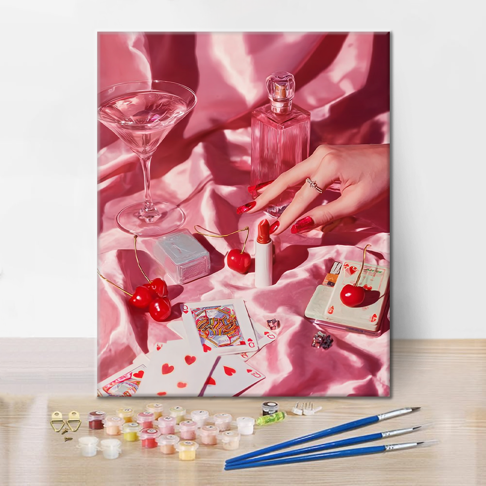 Rosa pokerfest - Måla efter siffror