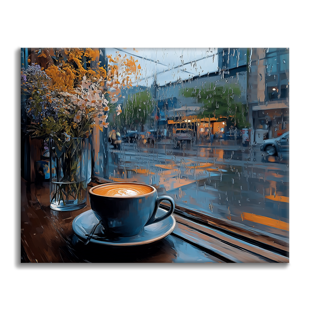 Regnig dagscafé - Måla efter siffror