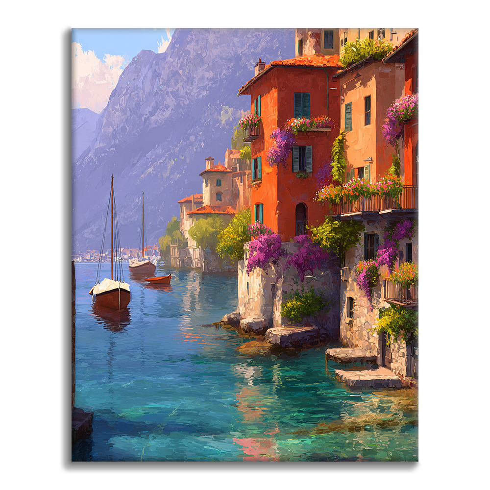 Reflektioner av Varenna - Måla efter siffror