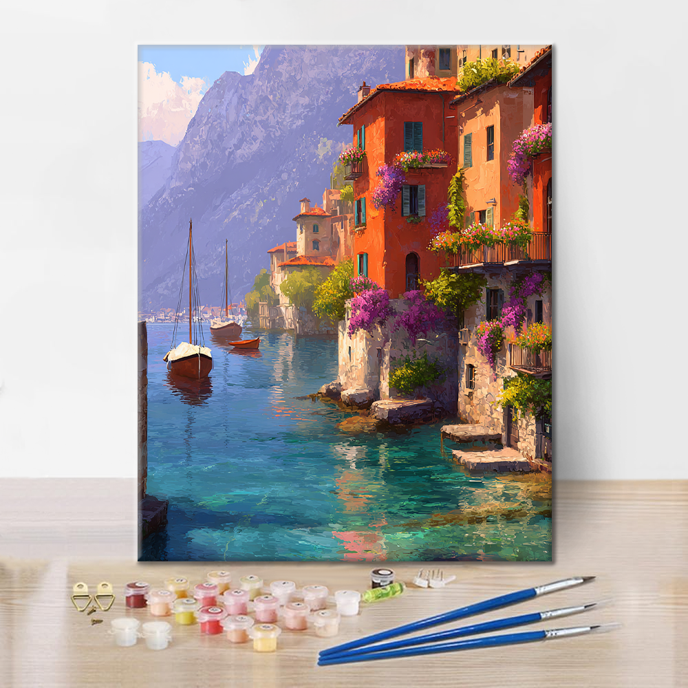 Reflektioner av Varenna - Måla efter siffror