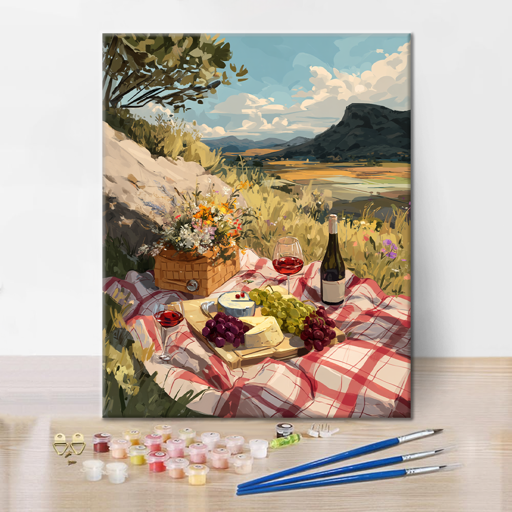 Charmig picknick på landet - Måla efter siffror