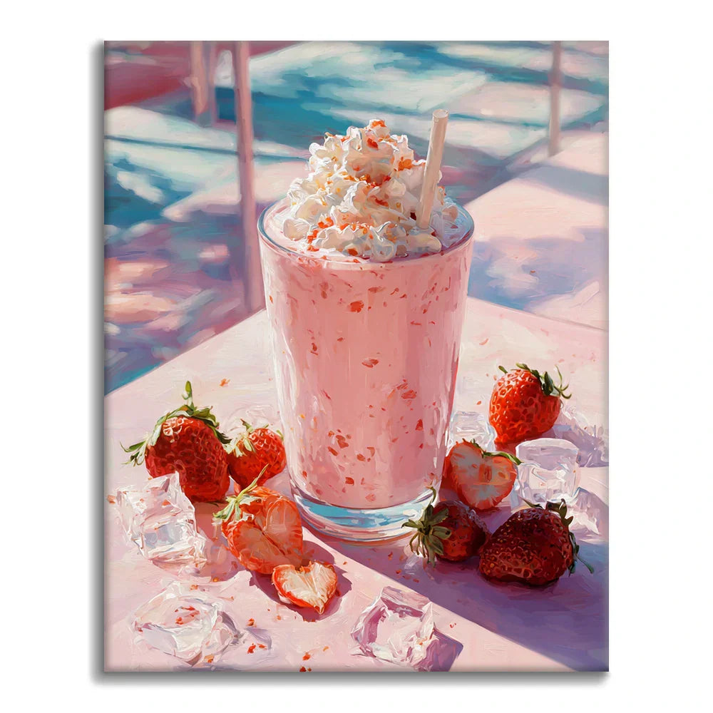 Jordgubbsmilkshake - Måla efter siffror