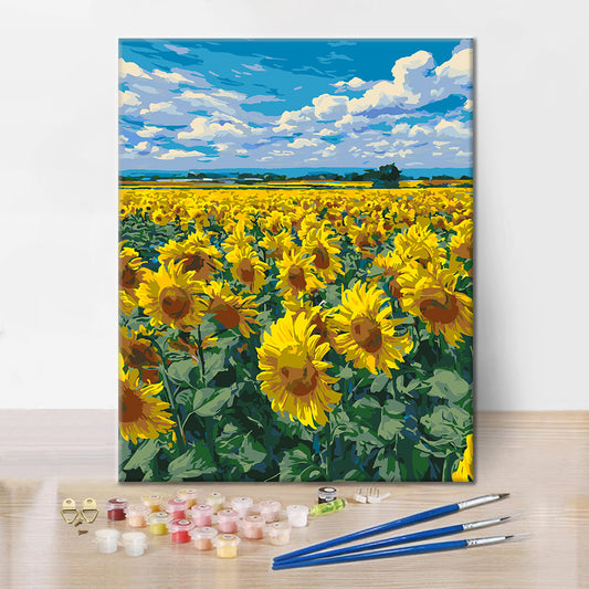 Solrosfält - Måla efter siffror