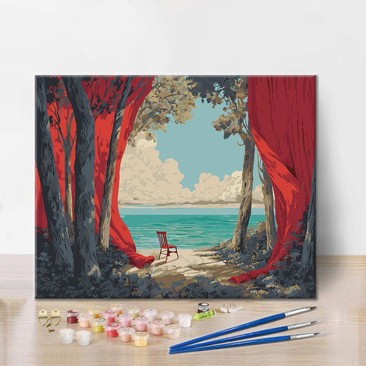 Havet bakom ridån - Måla efter siffror