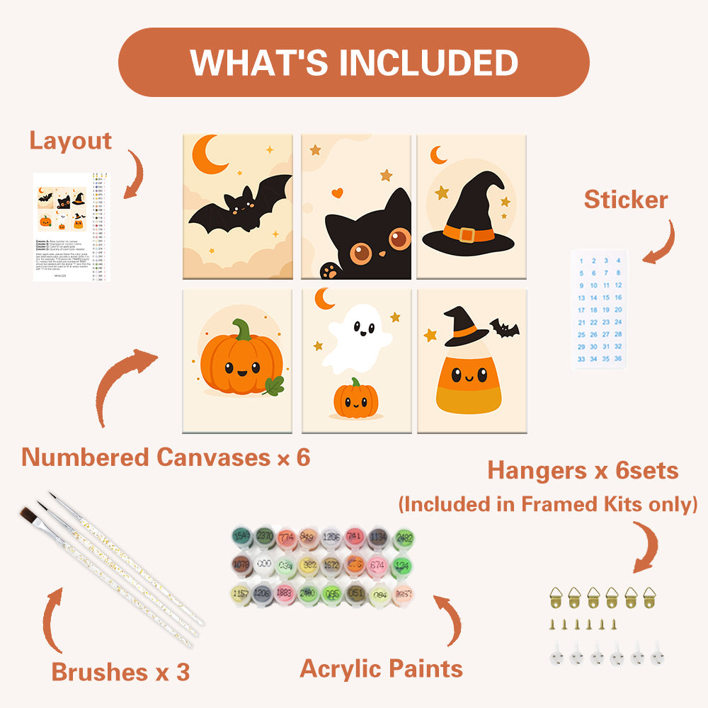 Minimala Halloween-ikoner - Måla efter nummer