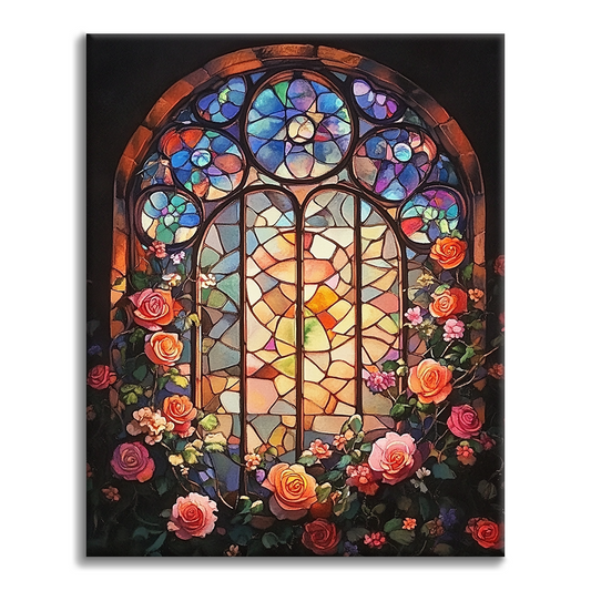 Blommigt Fönster - Måla Efter Siffror