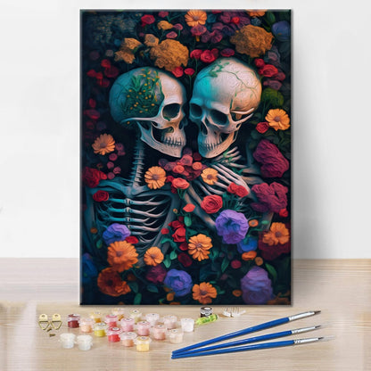 Skelett Hav Med Blommor - Måla Efter Siffror
