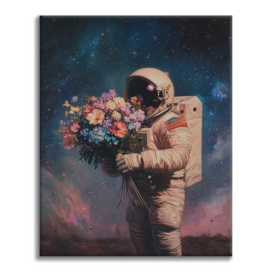 Astronautens Blommande Universum - Måla Efter Siffror