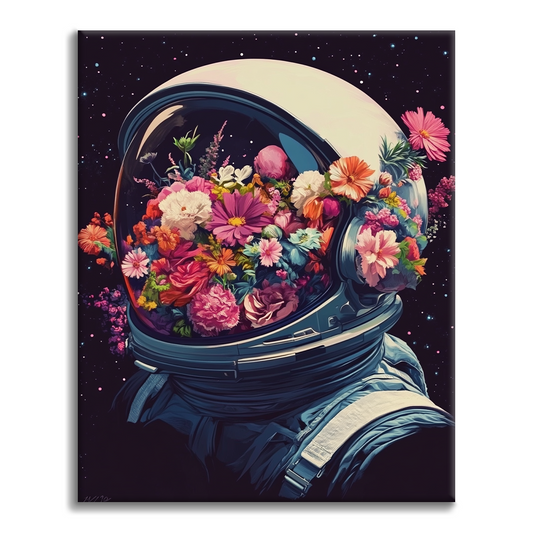 Blomsterfylld Rymdhjälm - Måla Efter Siffror
