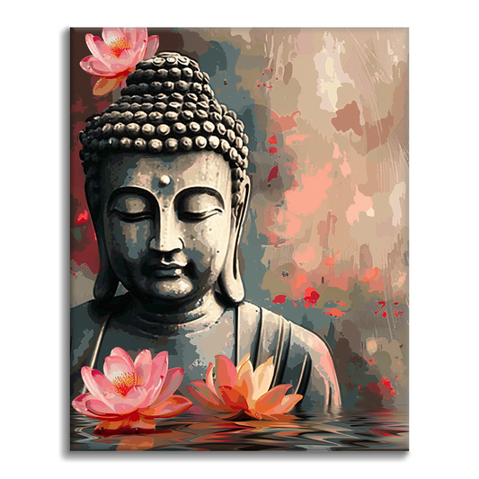 Buddha Med Blomma - Måla Efter Siffror