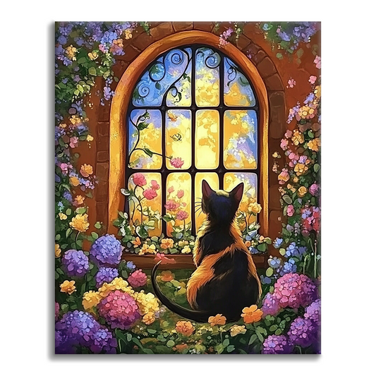 Blommor Och Katter - Måla Efter Siffror