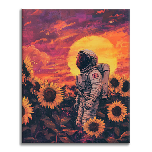Astronaut I Solrosfält - Måla Efter Siffror