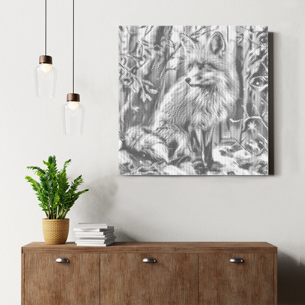 Räv i en snöig skog - Prickmålning