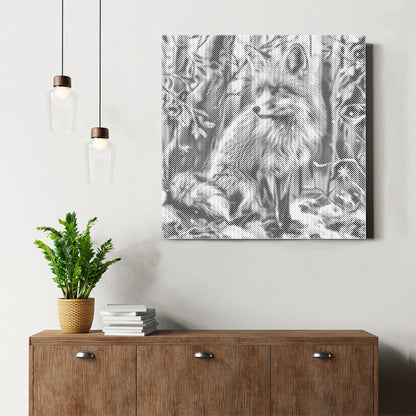 Räv i en snöig skog - Prickmålning