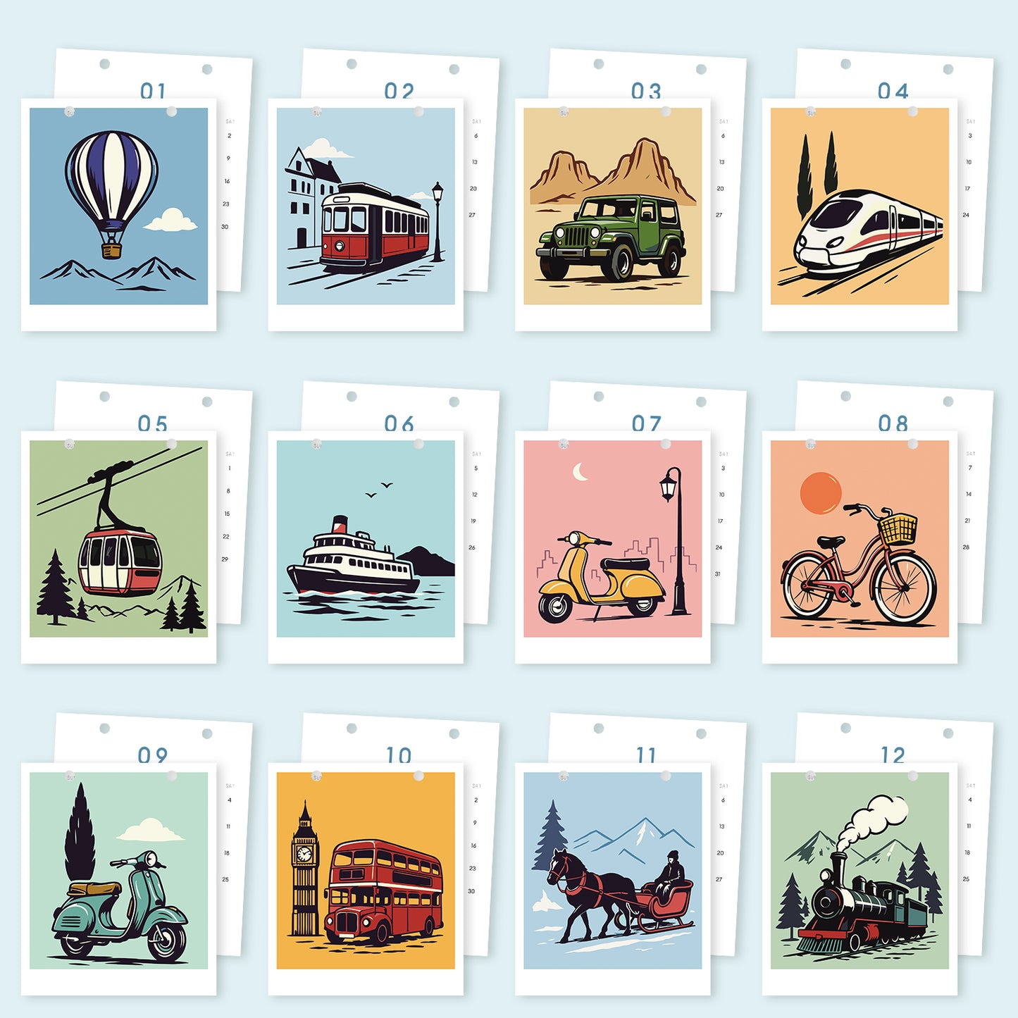 Vintage Travel-2027 Måla efter siffror-kalender
