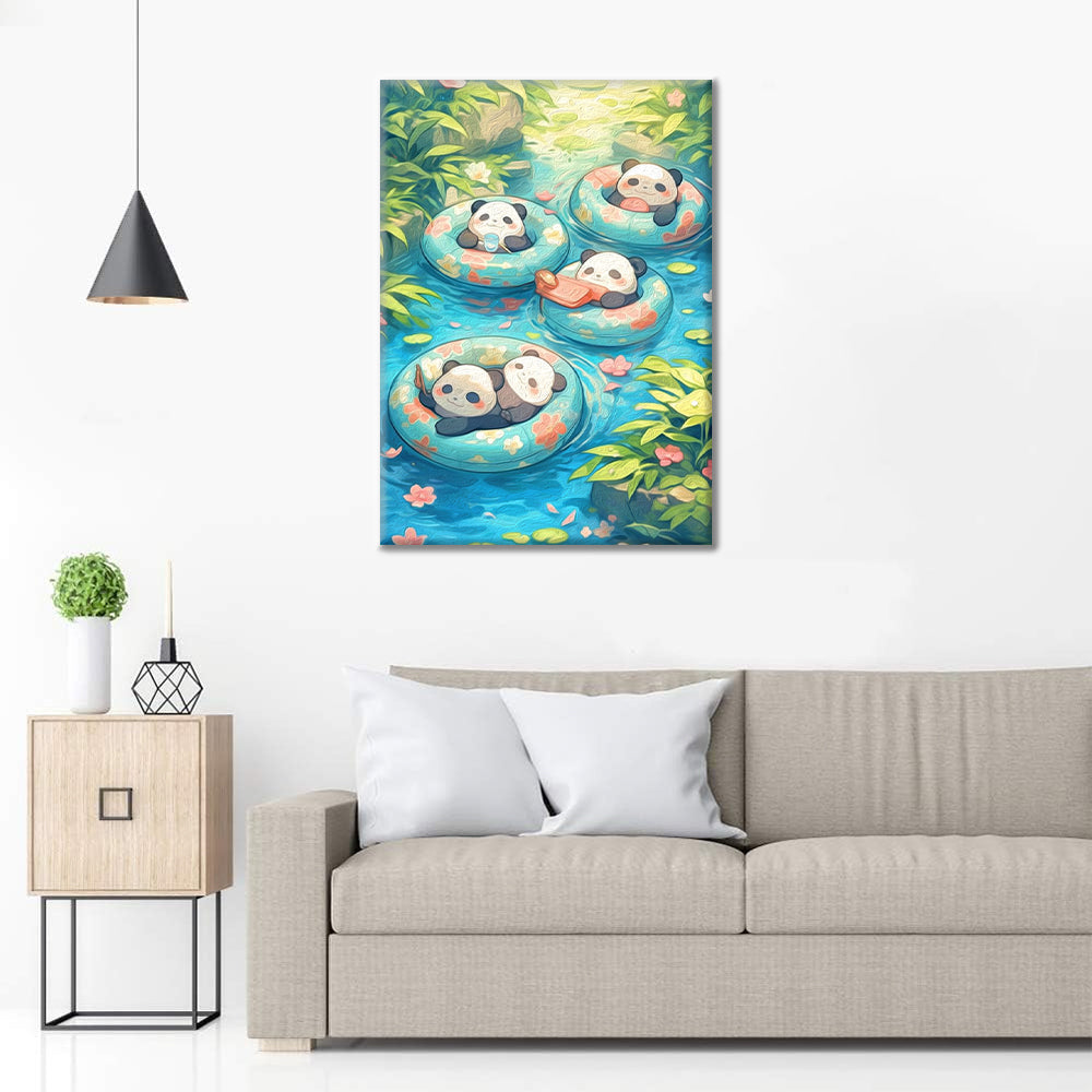Söt Panda - Måla Efter Siffror