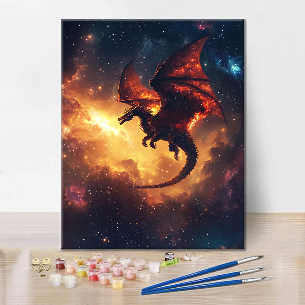 Blazing Cosmic Dragon - Måla Efter Siffror
