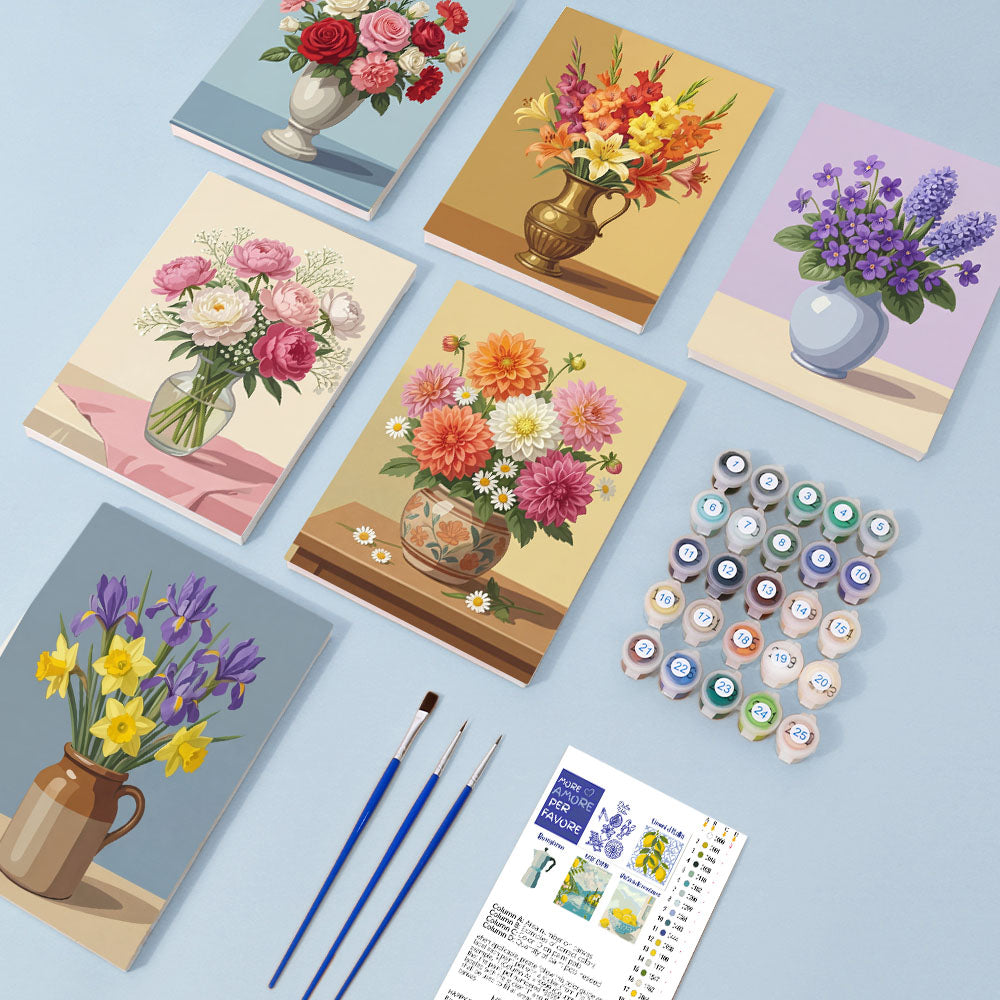 Blommor i vaser - Måla efter nummer