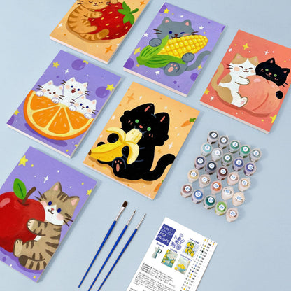 Kattungar och frukter - Måla efter nummer