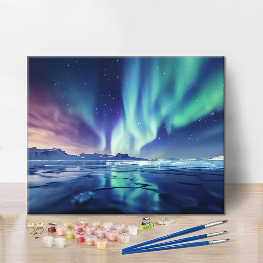 Aurora Och Sjö - Måla Efter Siffror