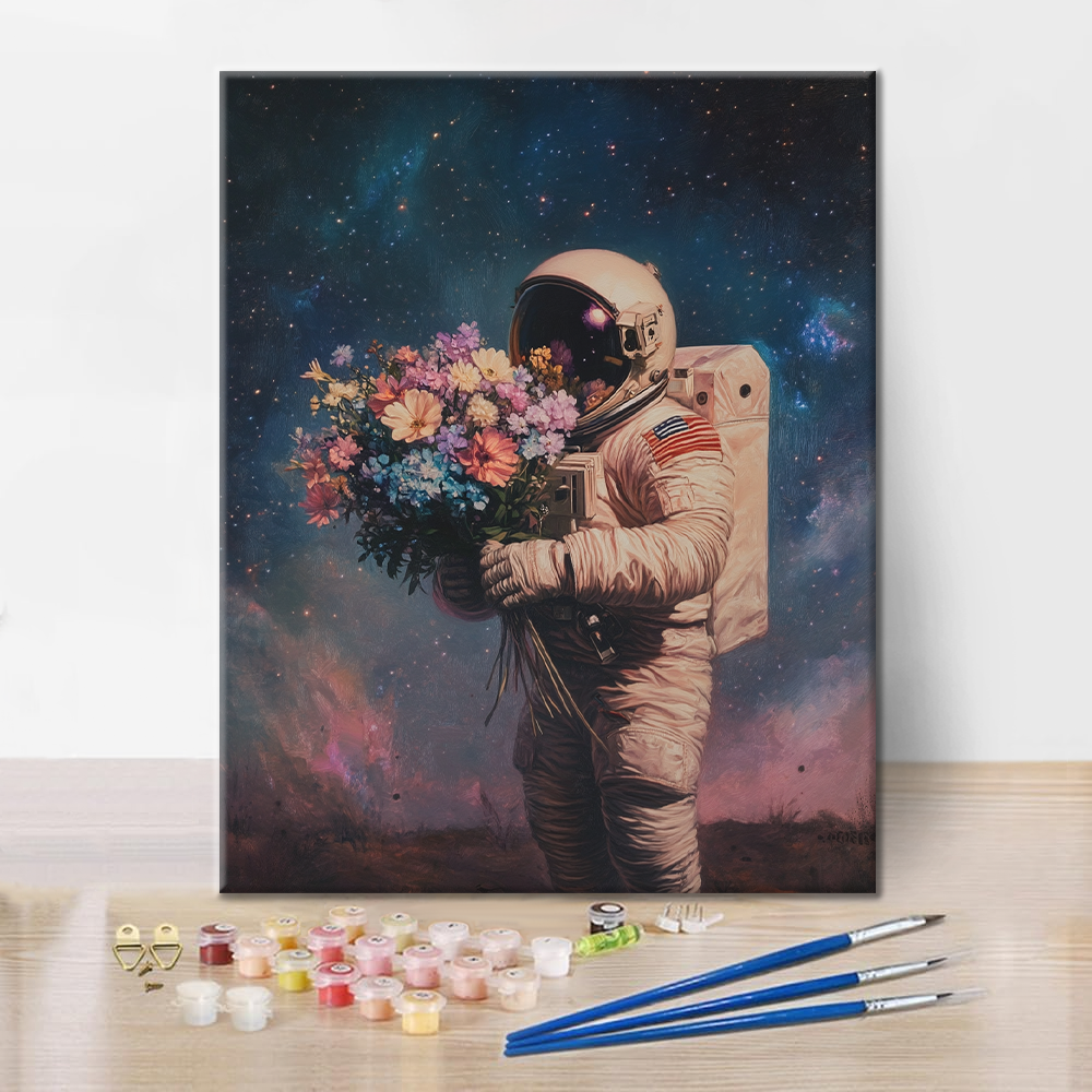 Astronautens Blommande Universum - Måla Efter Siffror