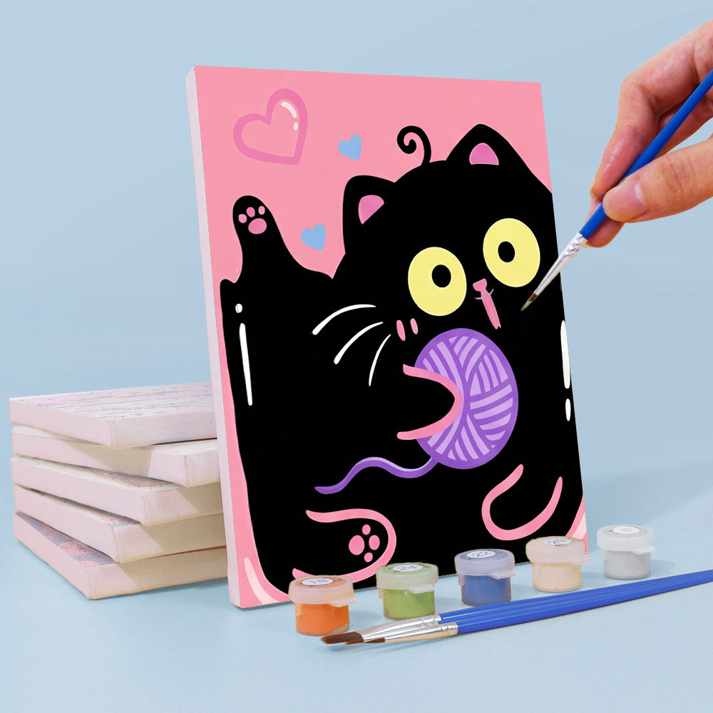 Rosa svarta katter - Måla efter nummer