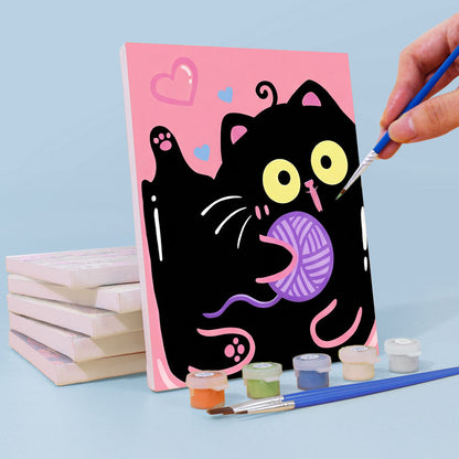 Rosa svarta katter - Måla efter nummer