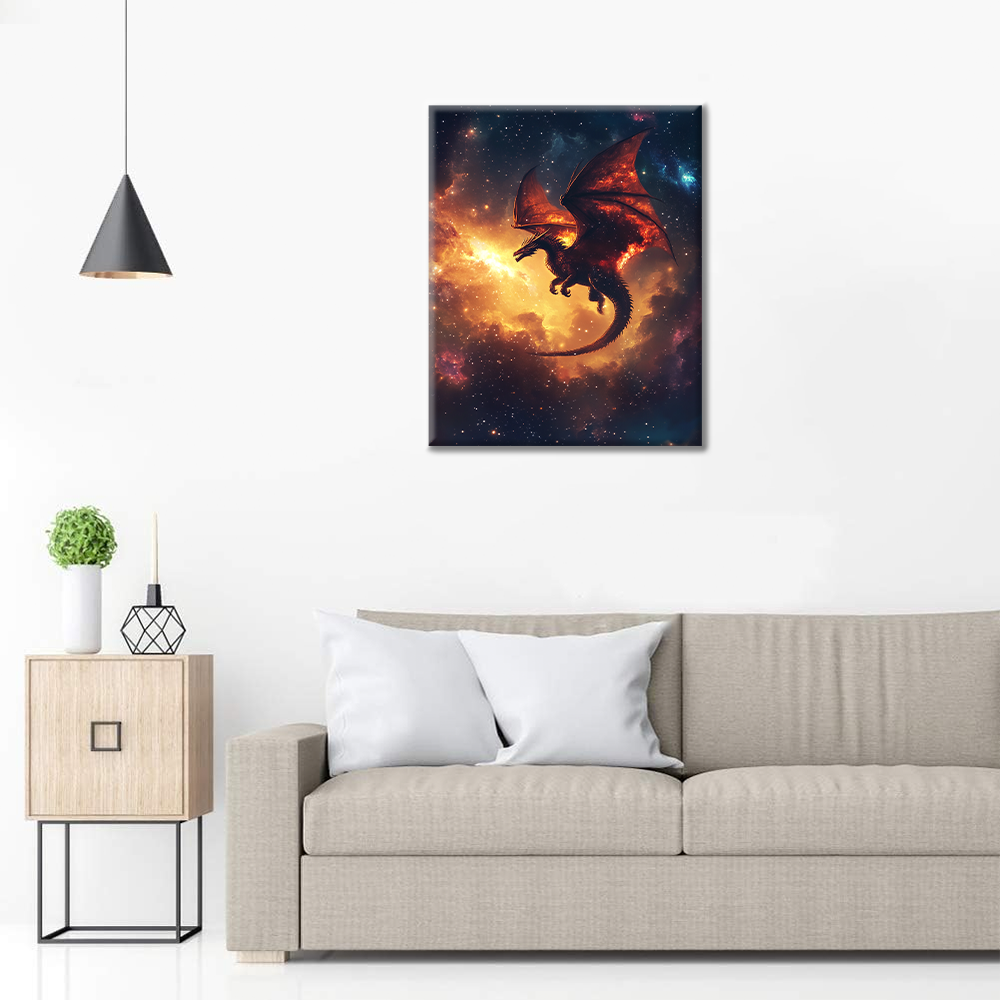 Blazing Cosmic Dragon - Måla Efter Siffror