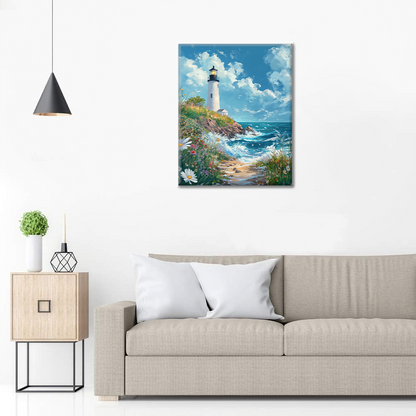 Raging Sea With Lighthouse - Måla Efter Siffror
