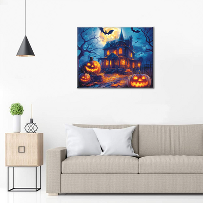 Pumpkin Spökhus - Måla Efter Siffror