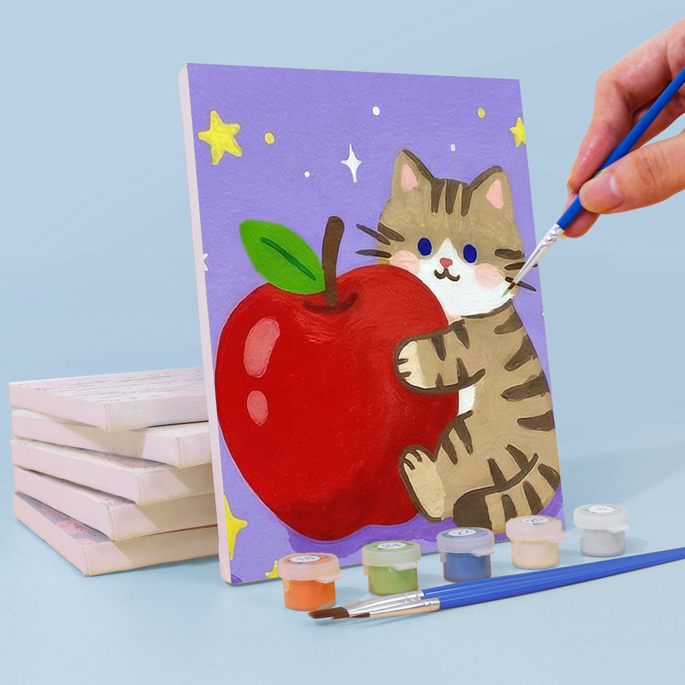 Kattungar och frukter - Måla efter nummer