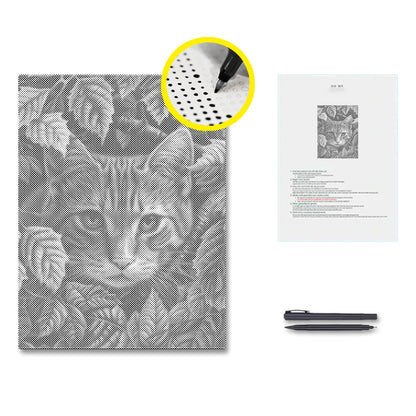Löv och katt - Prickmålning