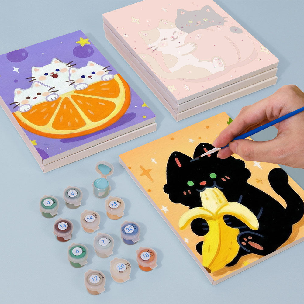 Kattungar och frukter - Måla efter nummer