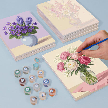 Blommor i vaser - Måla efter nummer