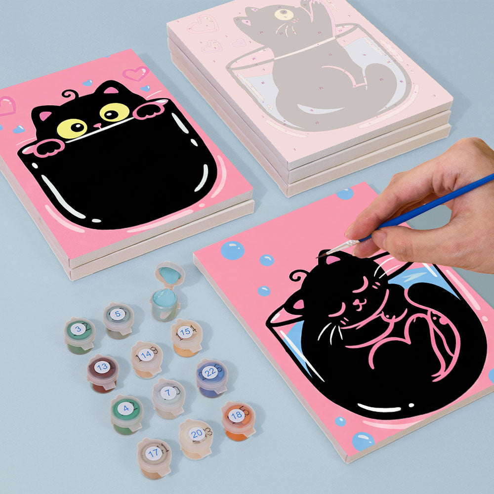 Rosa svarta katter - Måla efter nummer