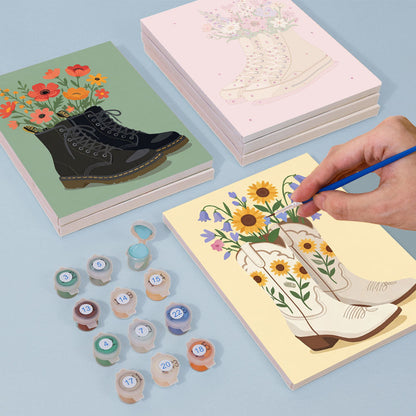 Blommor i skor - Måla efter nummer