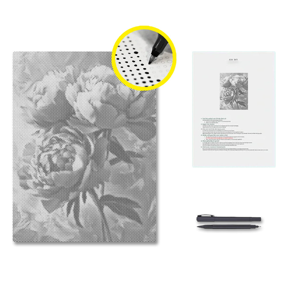 Rosa pion - Prickmålning