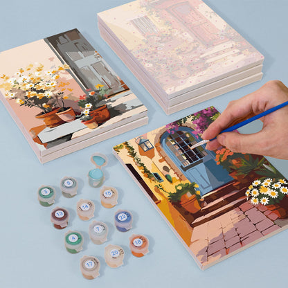 Dörrar i blom - Måla efter nummer