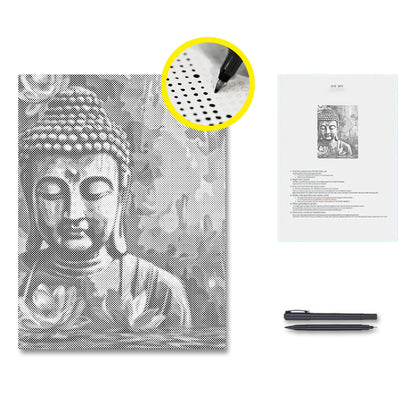 Buddha med blomma - Prickmålning